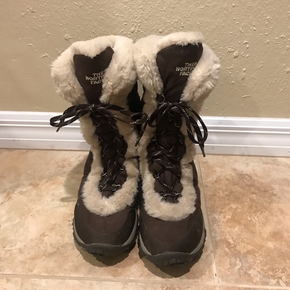 North Face Brown Fur Winter Boots 10